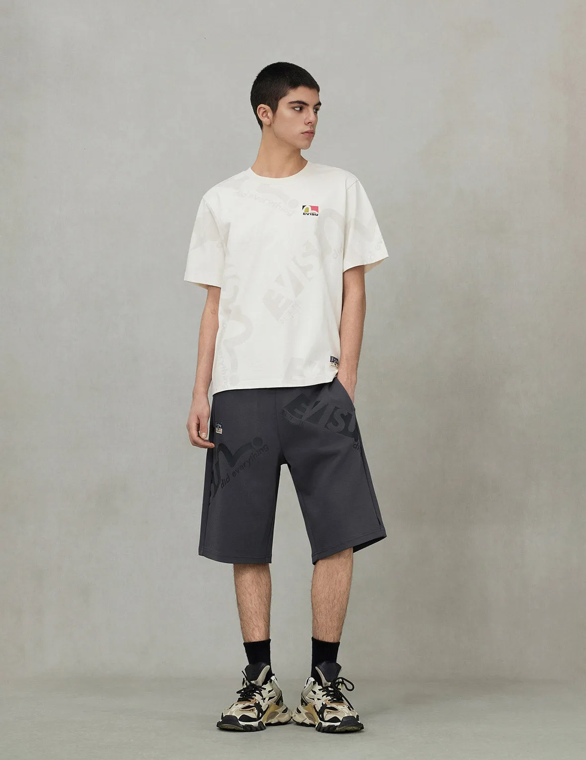 Allover Logo and Seagull Print Regular Fit T-Shirt