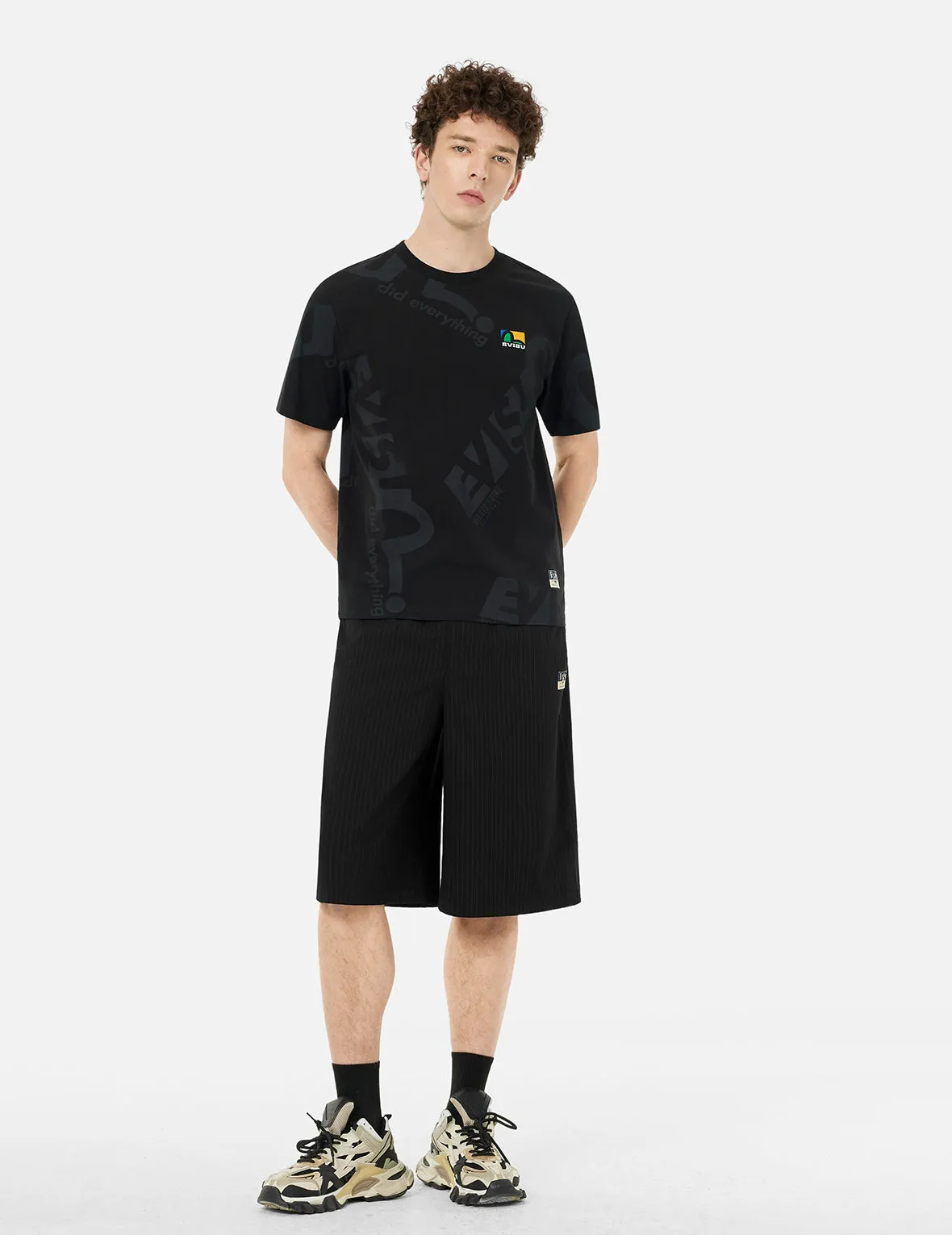 Allover Logo and Seagull Print Regular Fit T-Shirt