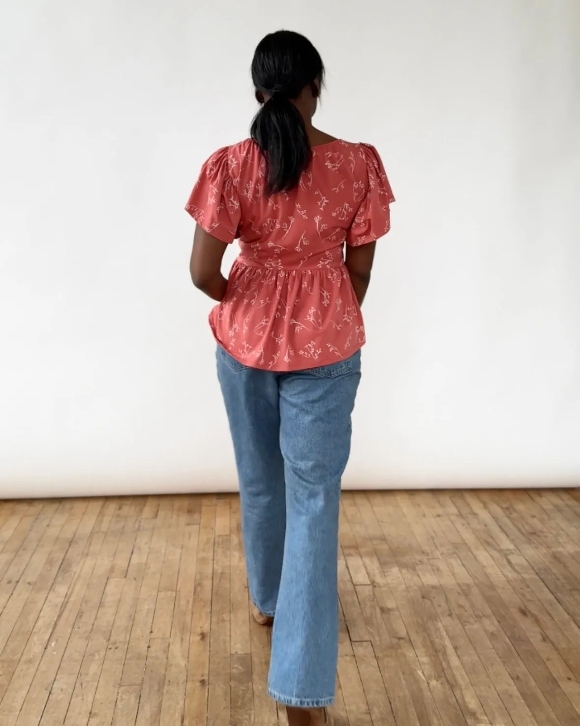 ARABELLA printed top in Pink Rust/White
