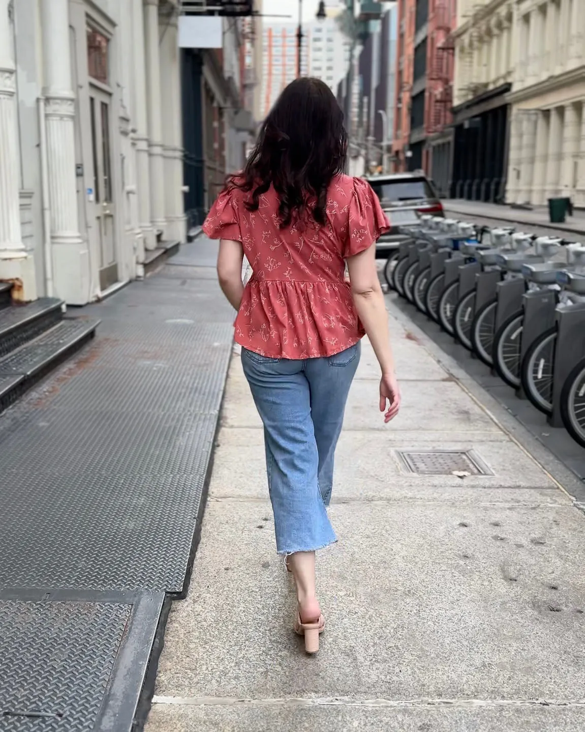 ARABELLA printed top in Pink Rust/White