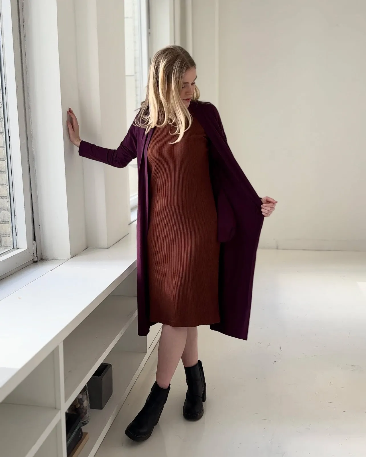 ARCHIE rib knit dress in Sepia