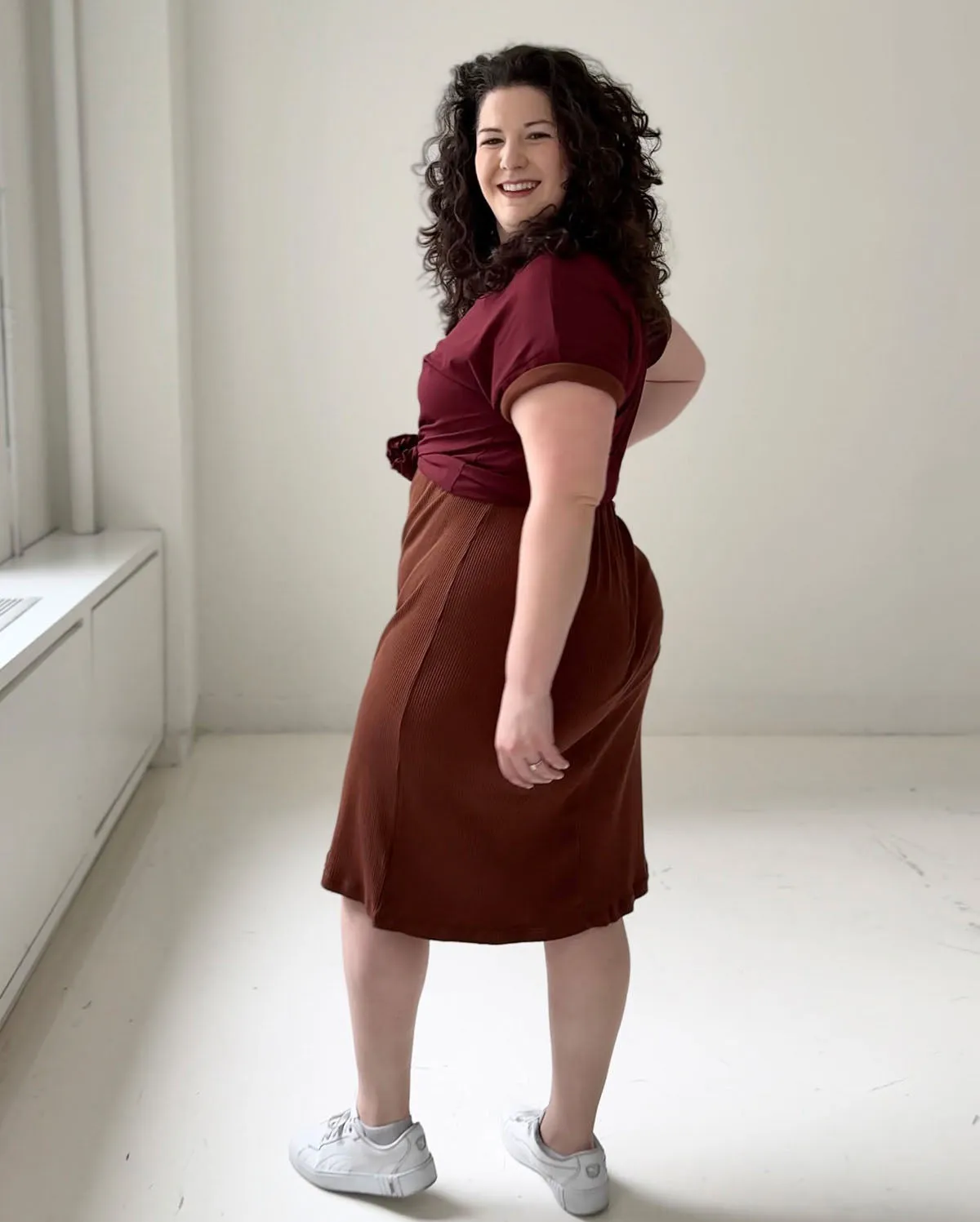 ARCHIE rib knit dress in Sepia