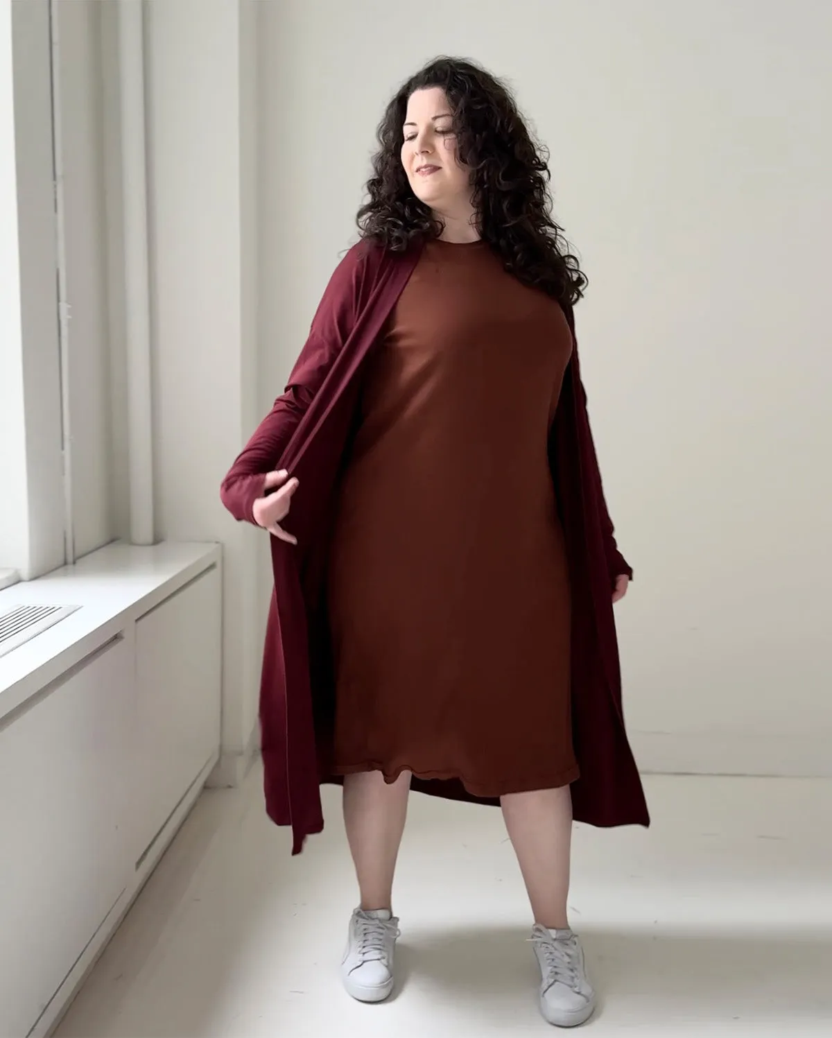 ARCHIE rib knit dress in Sepia