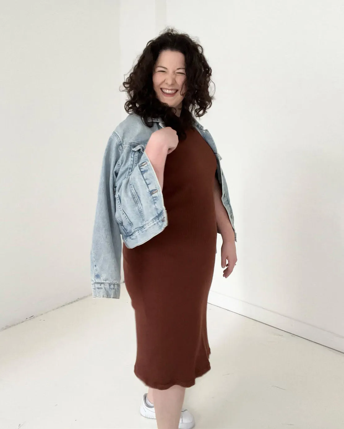 ARCHIE rib knit dress in Sepia