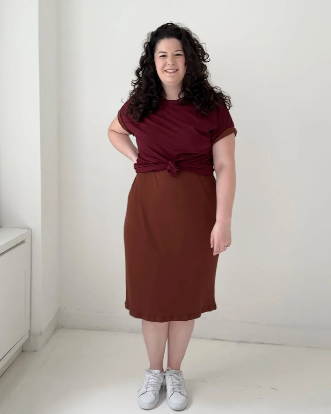 ARCHIE rib knit dress in Sepia
