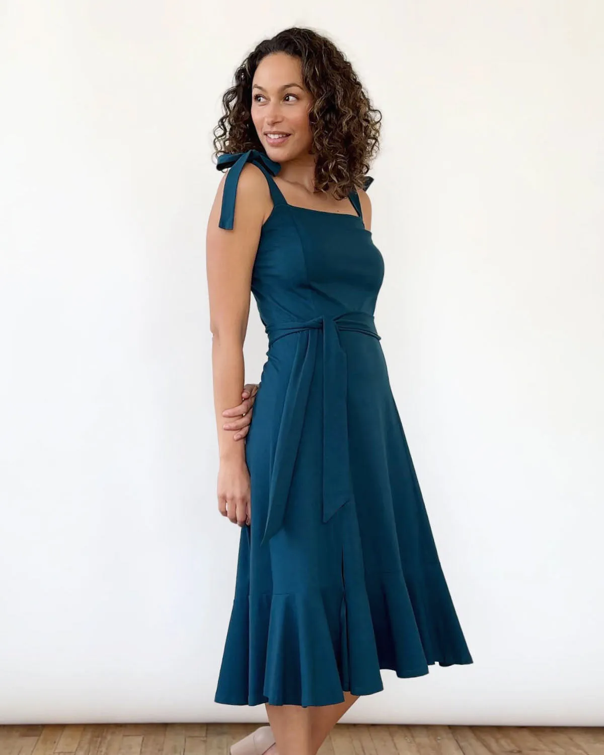 ASPEN dress in Tidal Teal