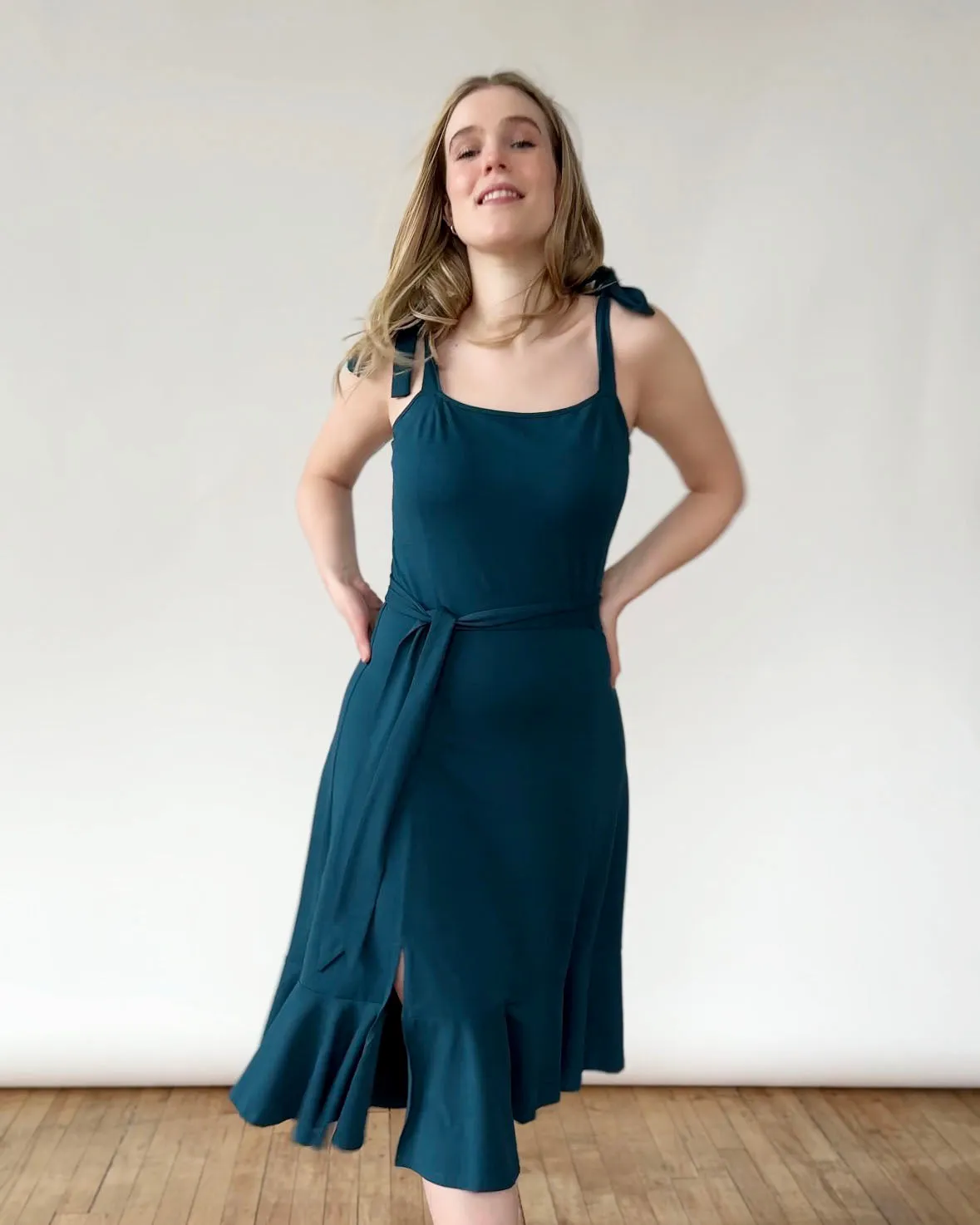 ASPEN dress in Tidal Teal