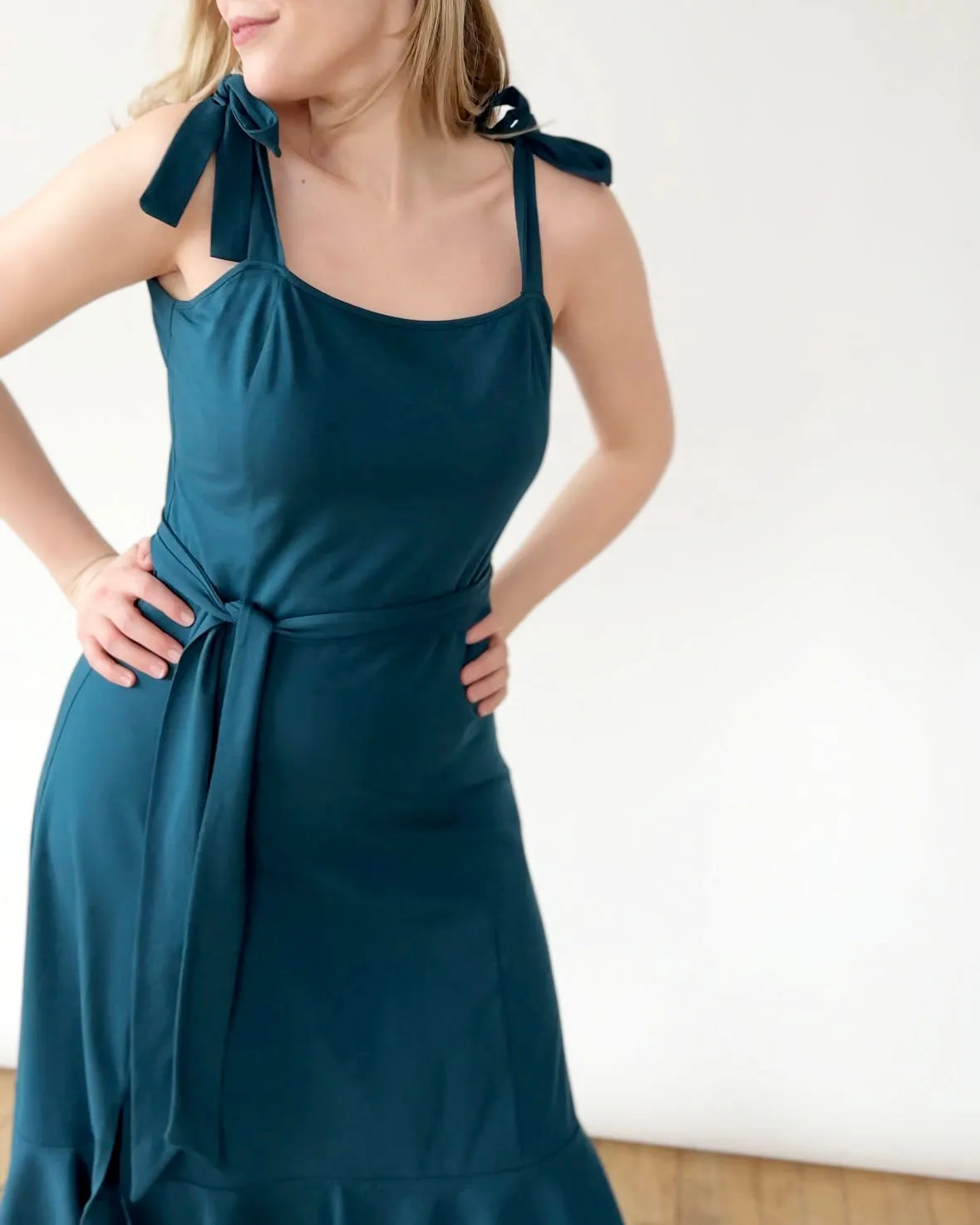 ASPEN dress in Tidal Teal