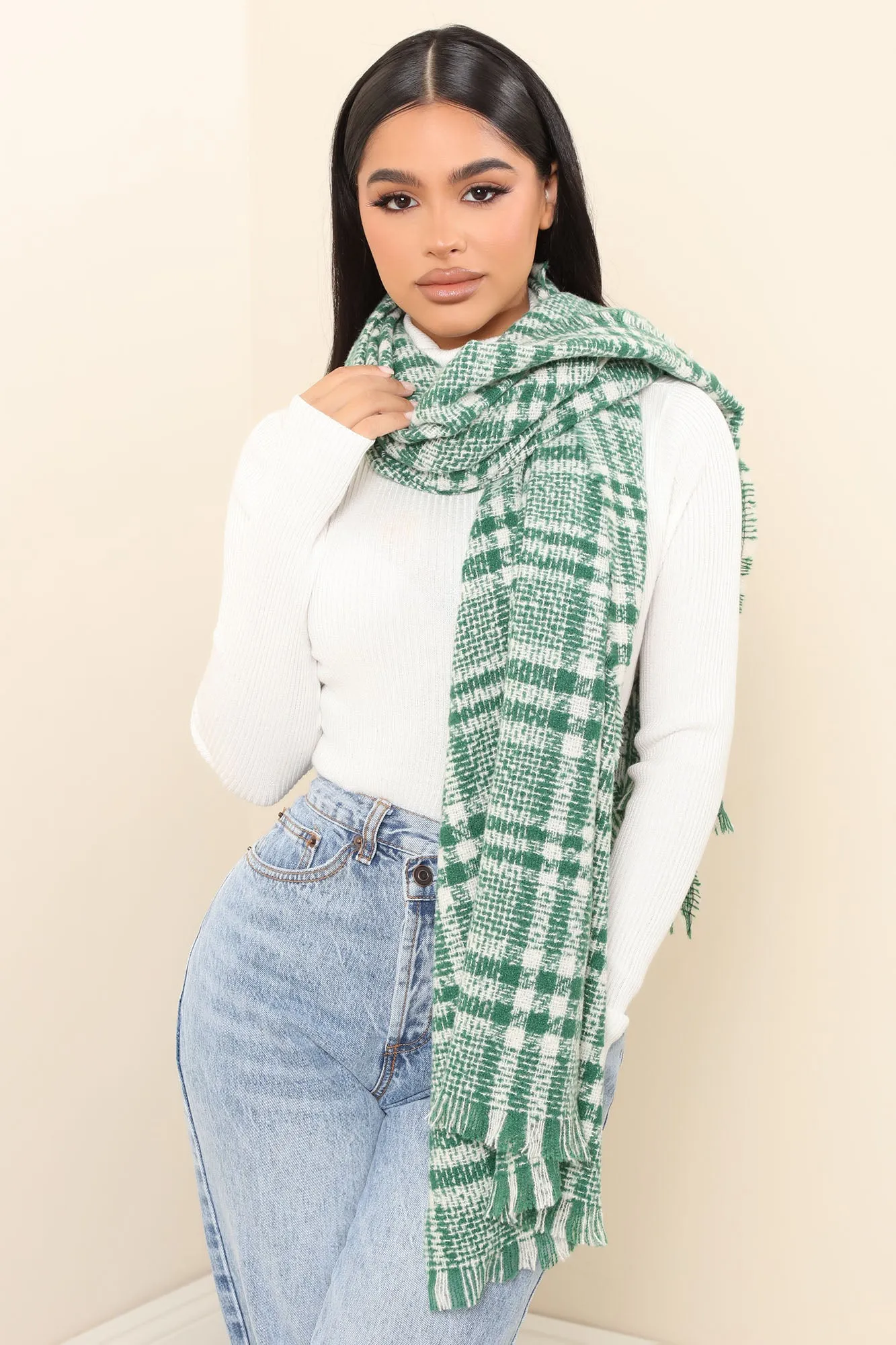 Autumn Stroll Plaid Scarf - Green