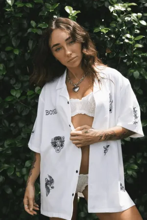 BILLY BONES CLUB CLUB INK BOWLO SHIRT - WHITE