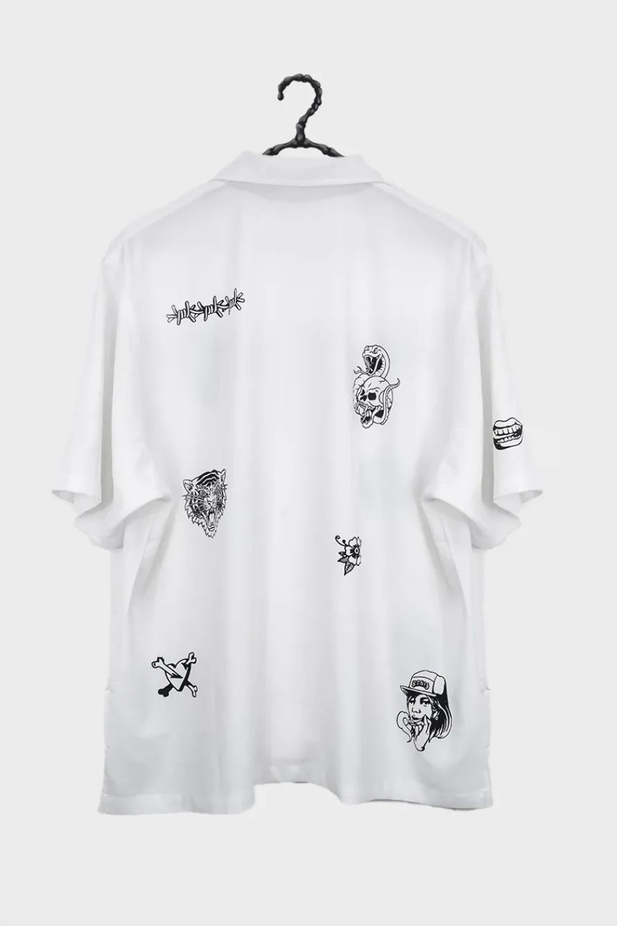 BILLY BONES CLUB CLUB INK BOWLO SHIRT - WHITE