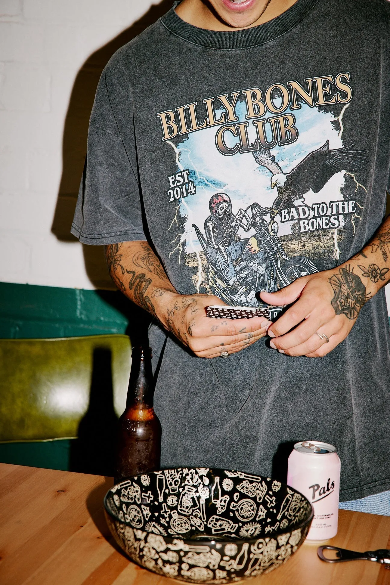 BILLY BONES CLUB FAST RIDERS TEE - WASHED BLACK