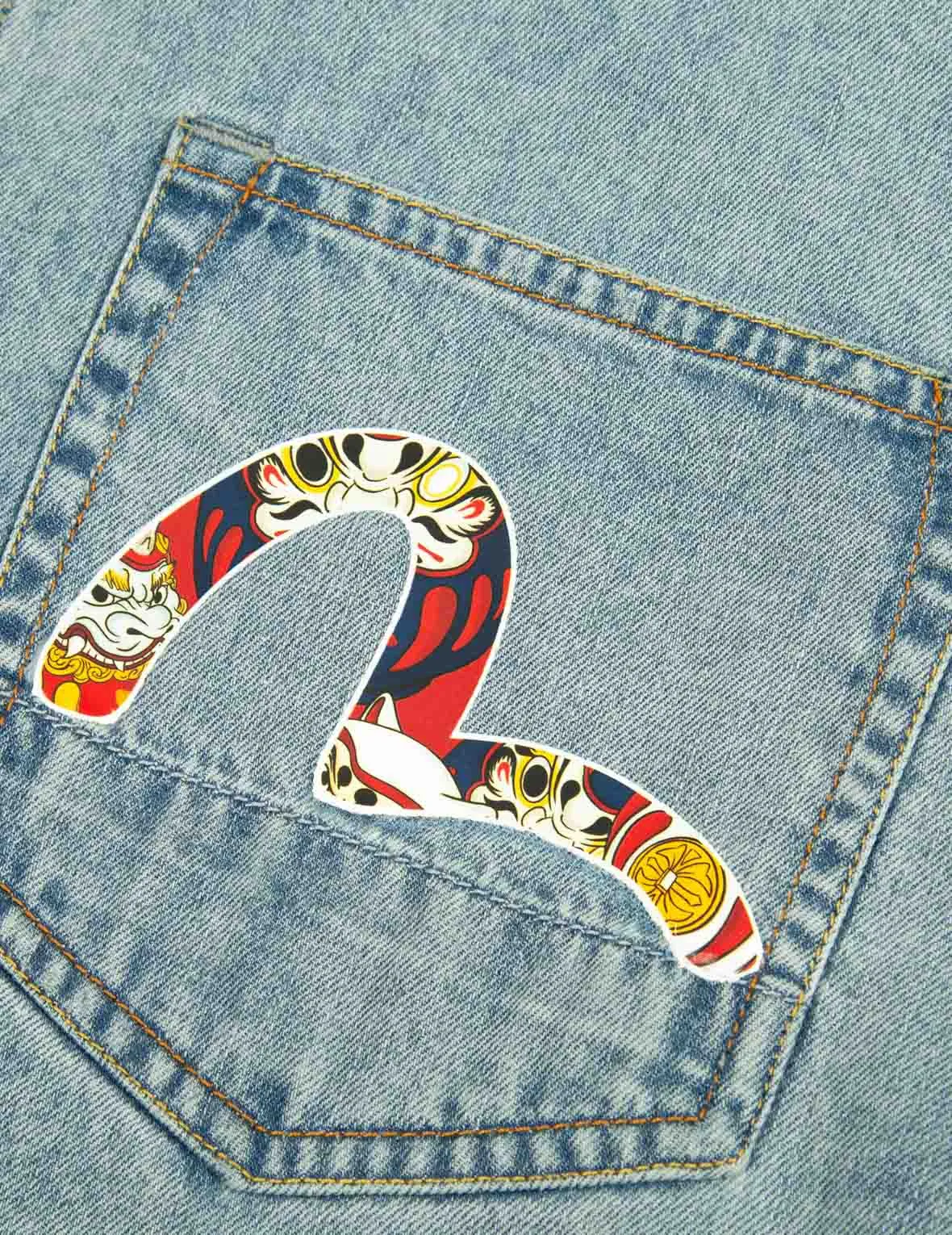 Daruma Buddies Print Denim Shirt