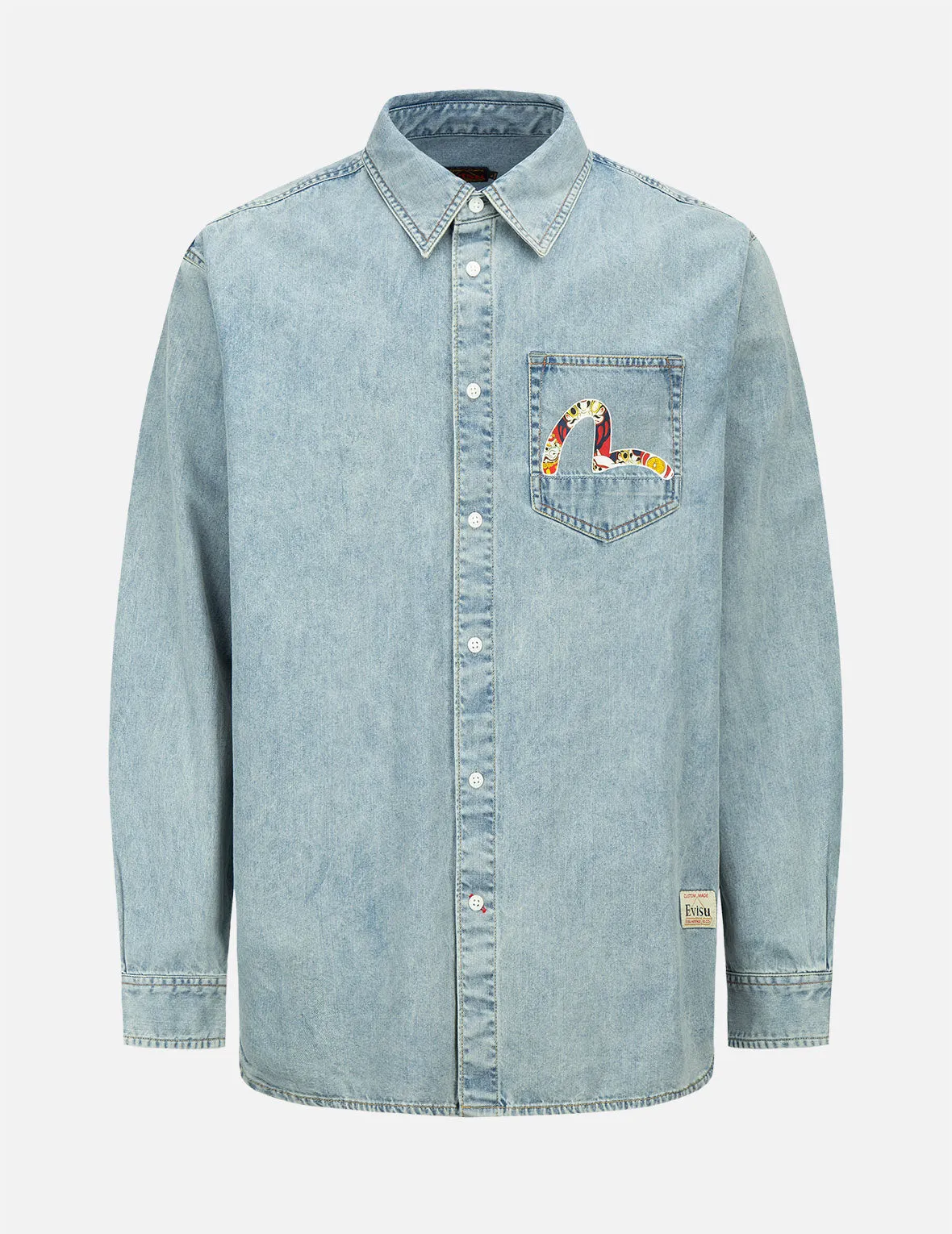 Daruma Buddies Print Denim Shirt