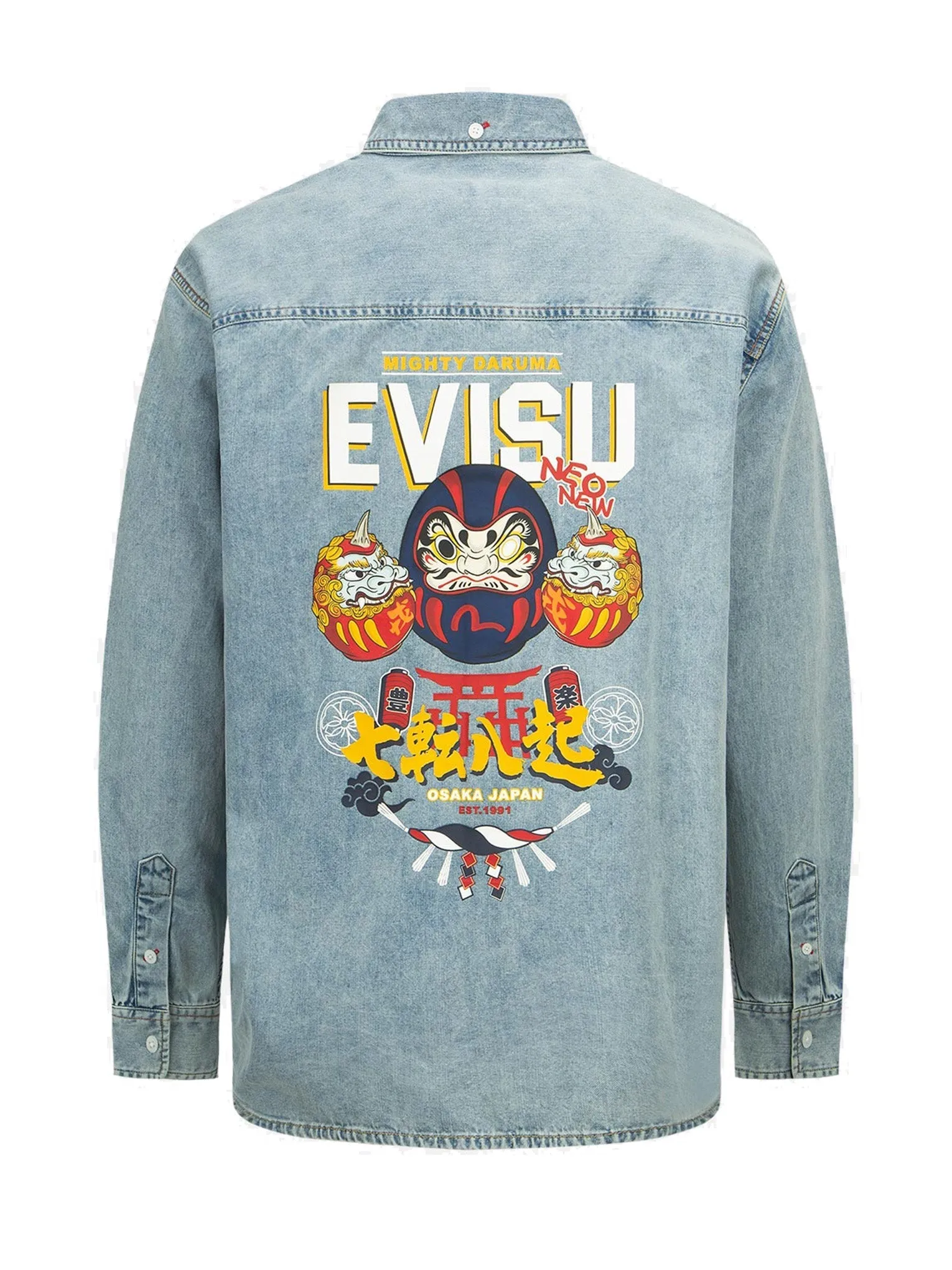 Daruma Buddies Print Denim Shirt