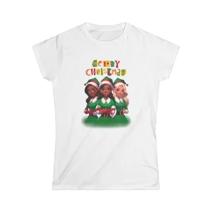 Elf Models Women's Softstyle Tee, Santa's Helpers Graphic T-Shirt, Christmas Shirt, Holiday Top, Festive Apparel