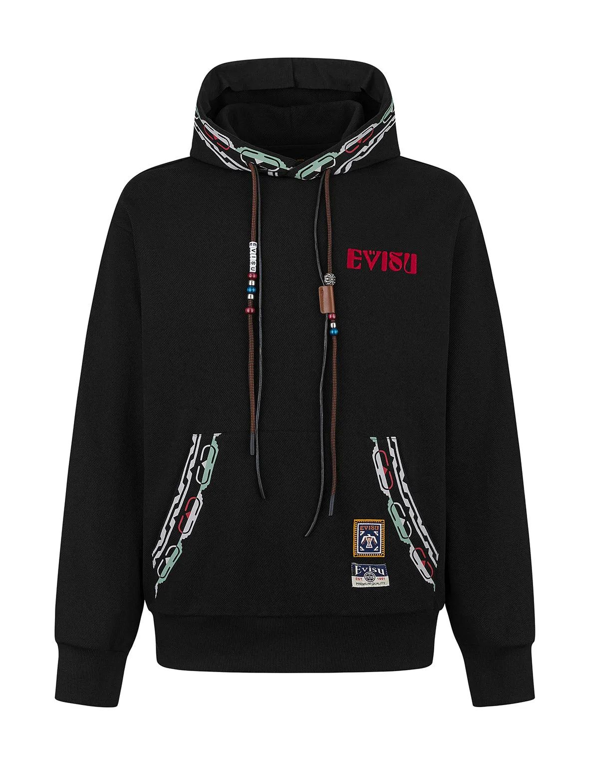 EVISU Totem Print and Embroidery Relax Fit Hoodie