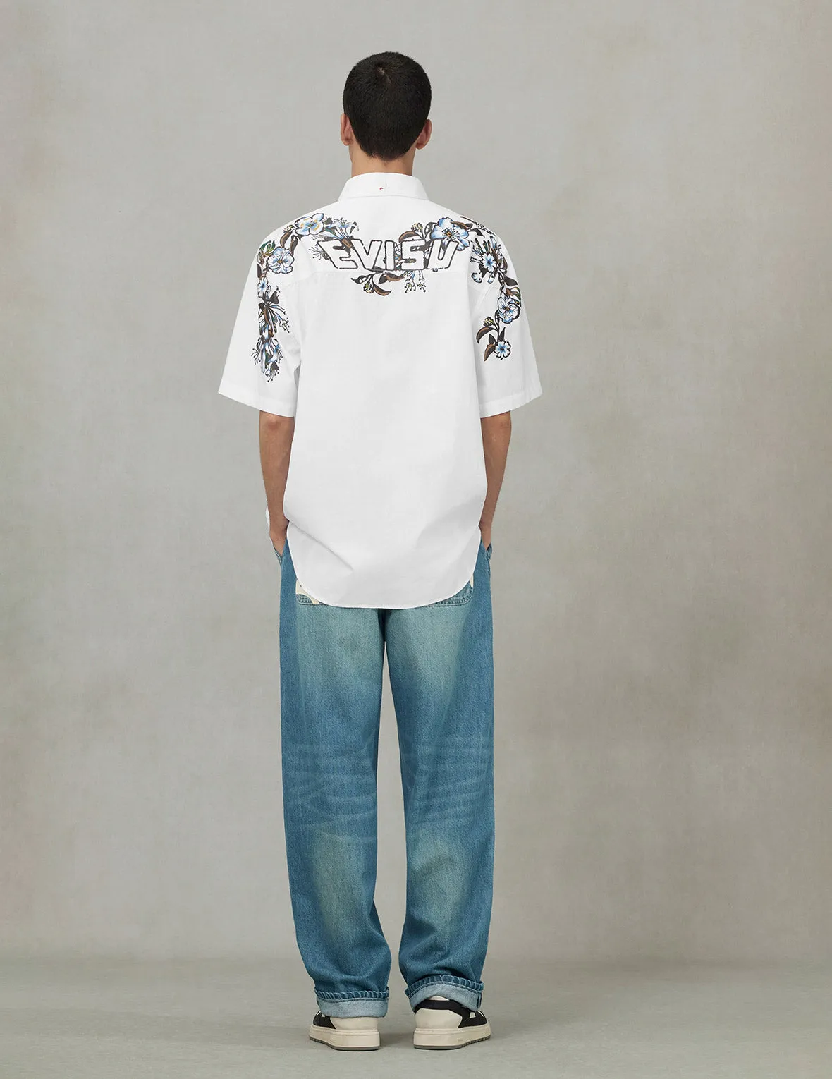 Floral and Logo Daicock Print Relax Fit Short-Sleeve Shirt