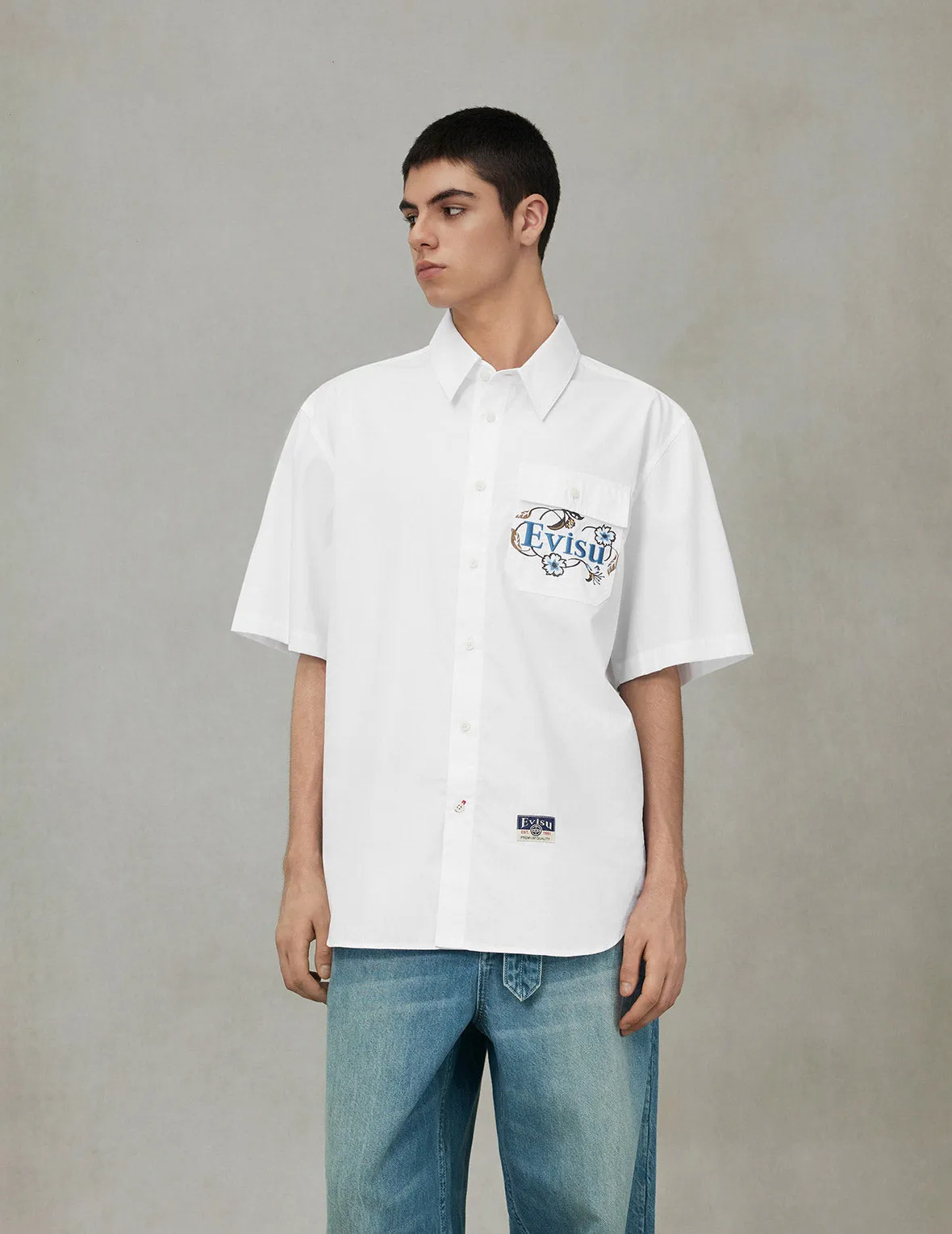 Floral and Logo Daicock Print Relax Fit Short-Sleeve Shirt