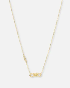 Guess Mainline Women's Modern Love Central Knot Necklace Yellow Gold