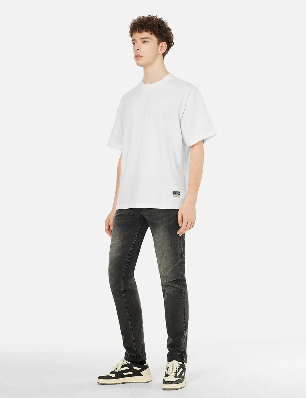 Hakutaku Print and Seagull Emboss Print Loose Fit T-shirt