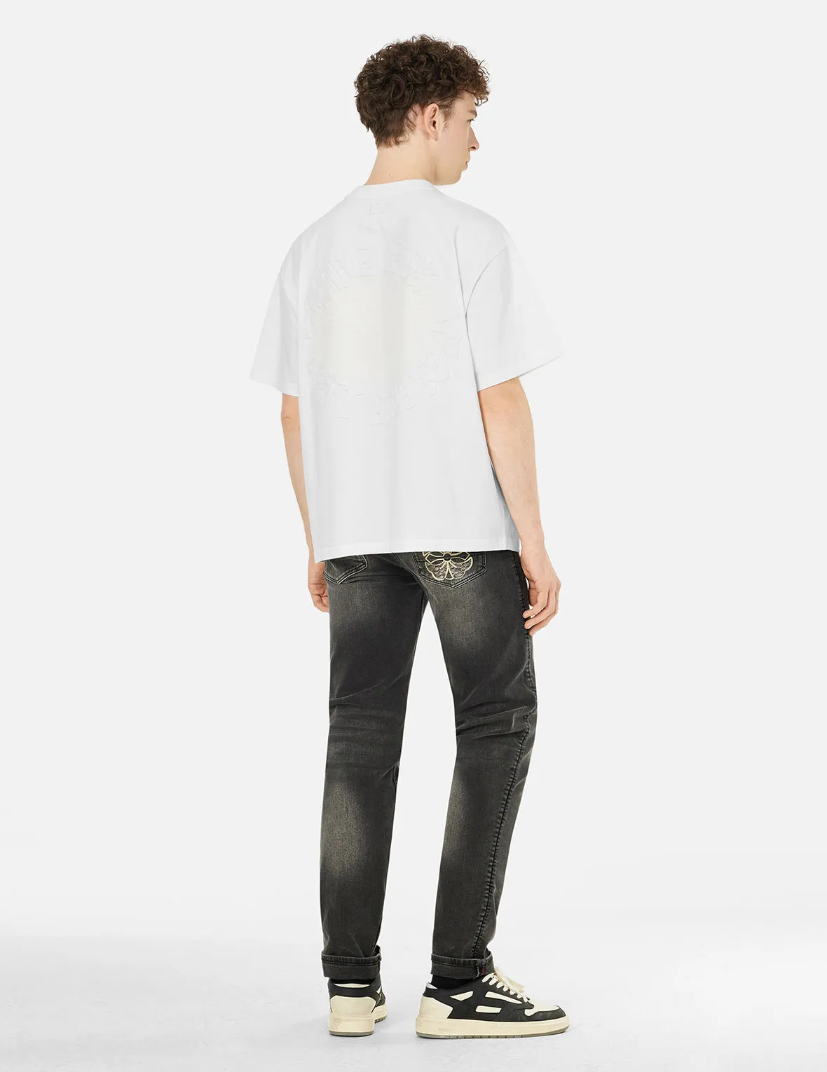 Hakutaku Print and Seagull Emboss Print Loose Fit T-shirt
