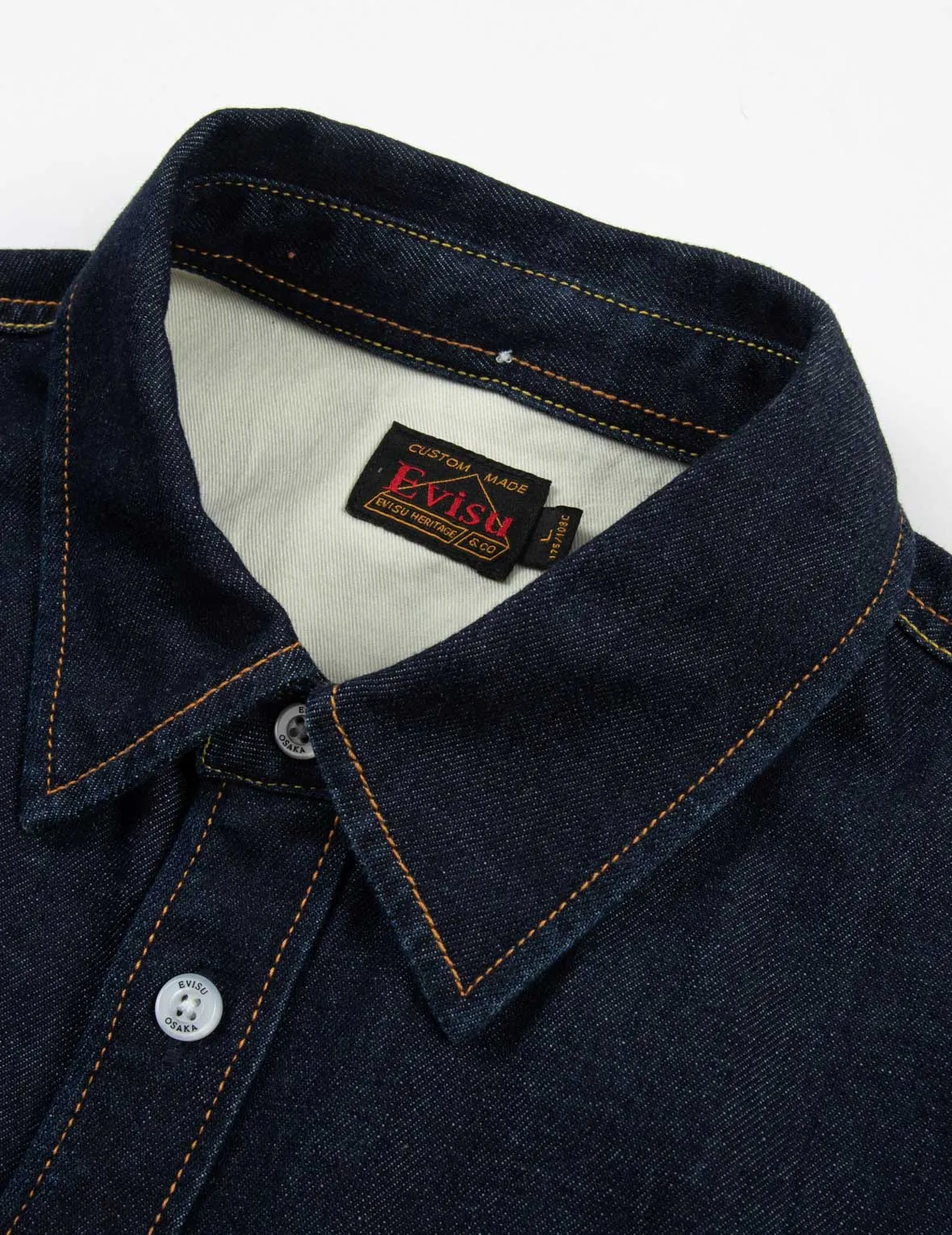 Kamon Stitching and The Great Wave Daicock Print Relax Fit Denim Shirt