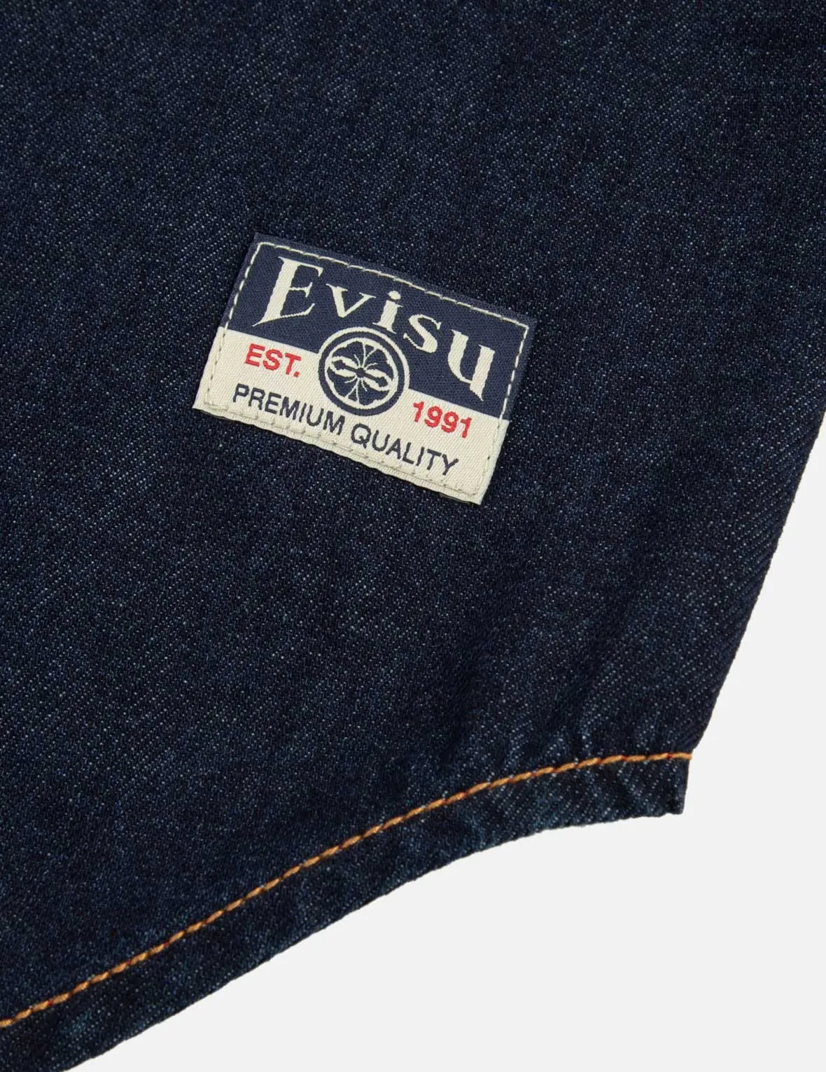 Kamon Stitching and The Great Wave Daicock Print Relax Fit Denim Shirt