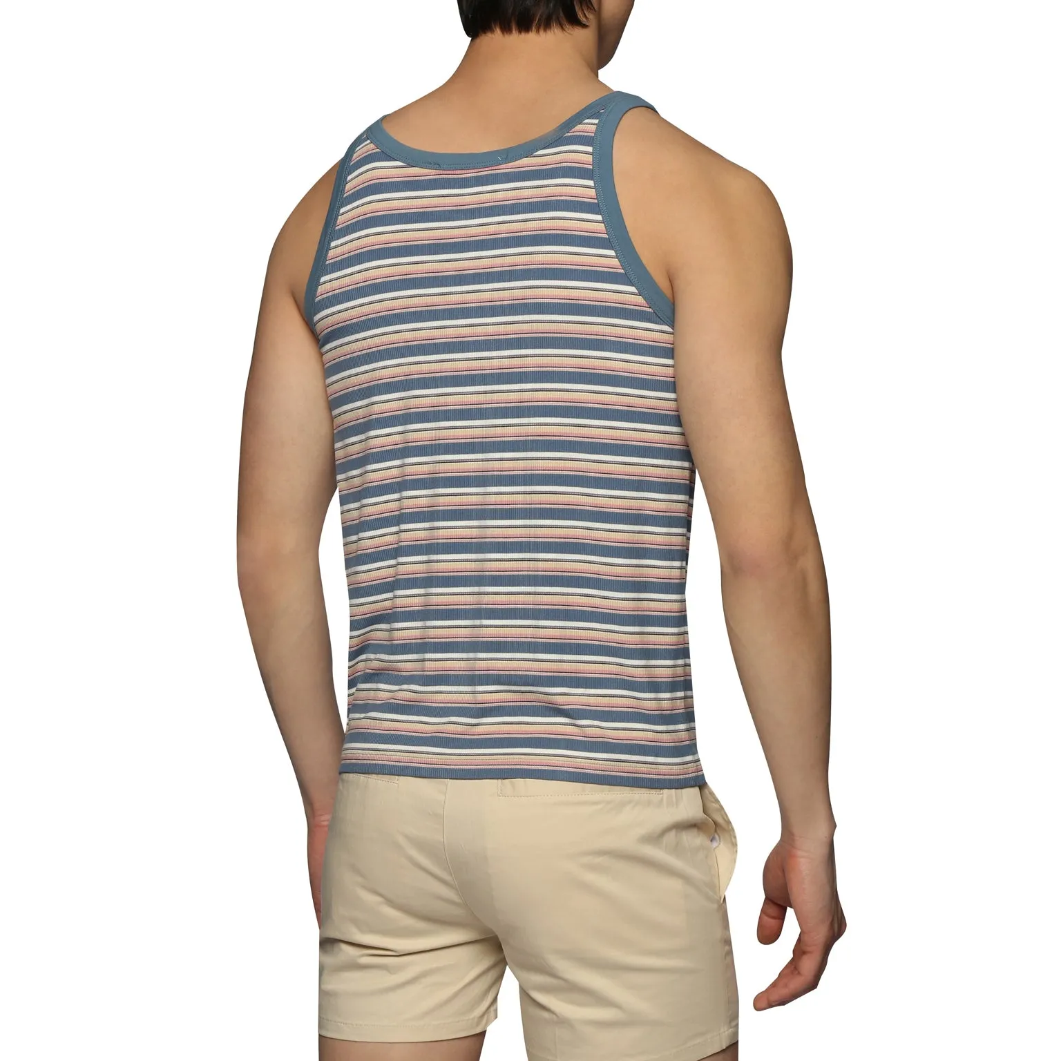 Light Blue Stripe Roma Yarn Dye Tank