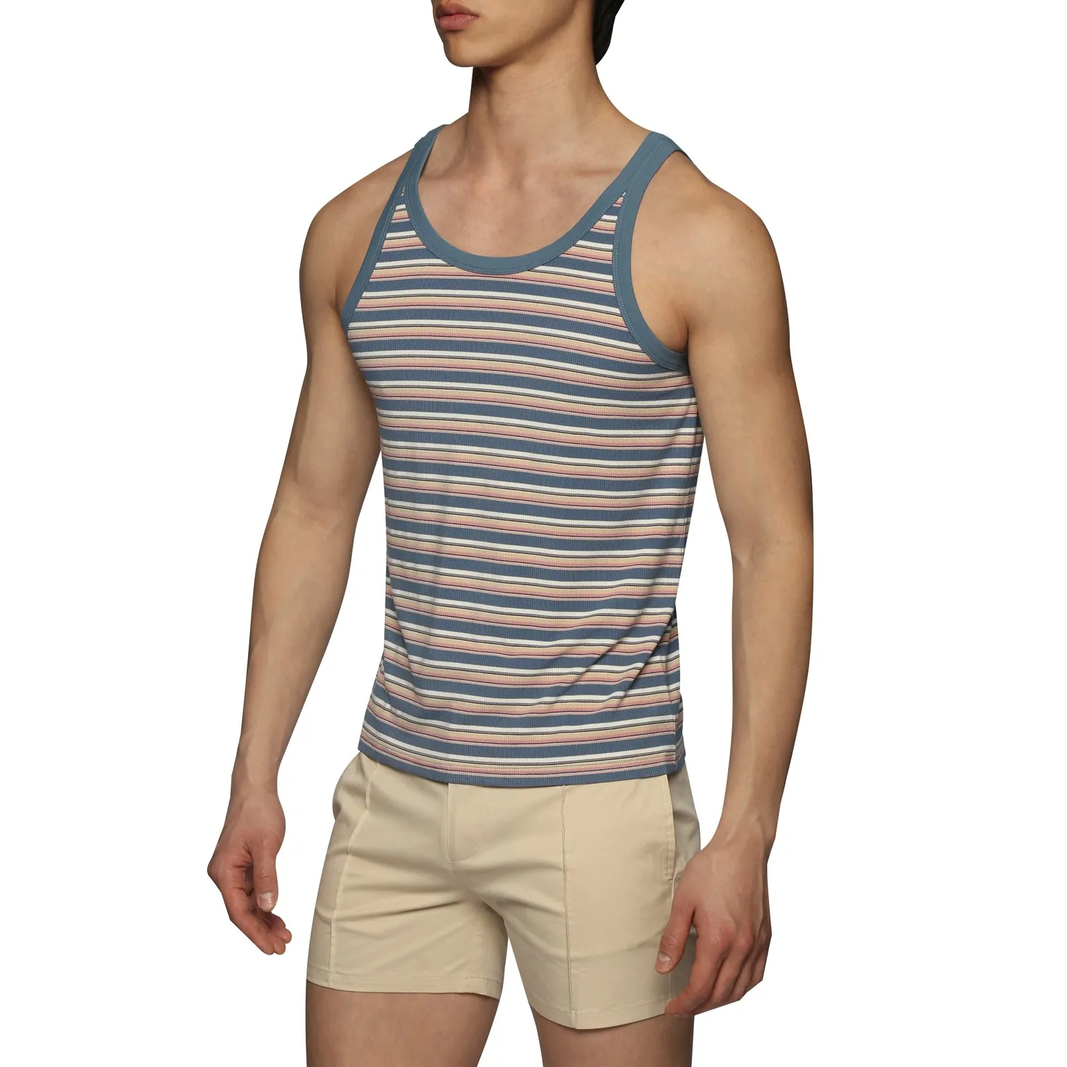 Light Blue Stripe Roma Yarn Dye Tank
