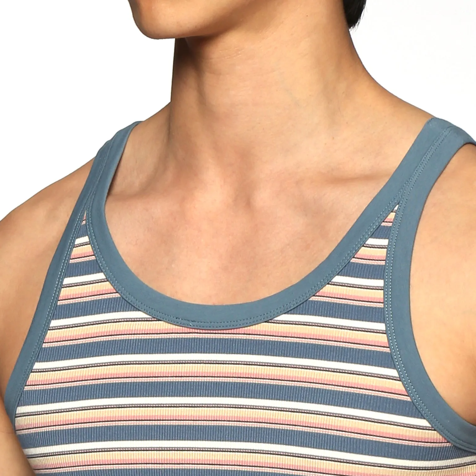 Light Blue Stripe Roma Yarn Dye Tank