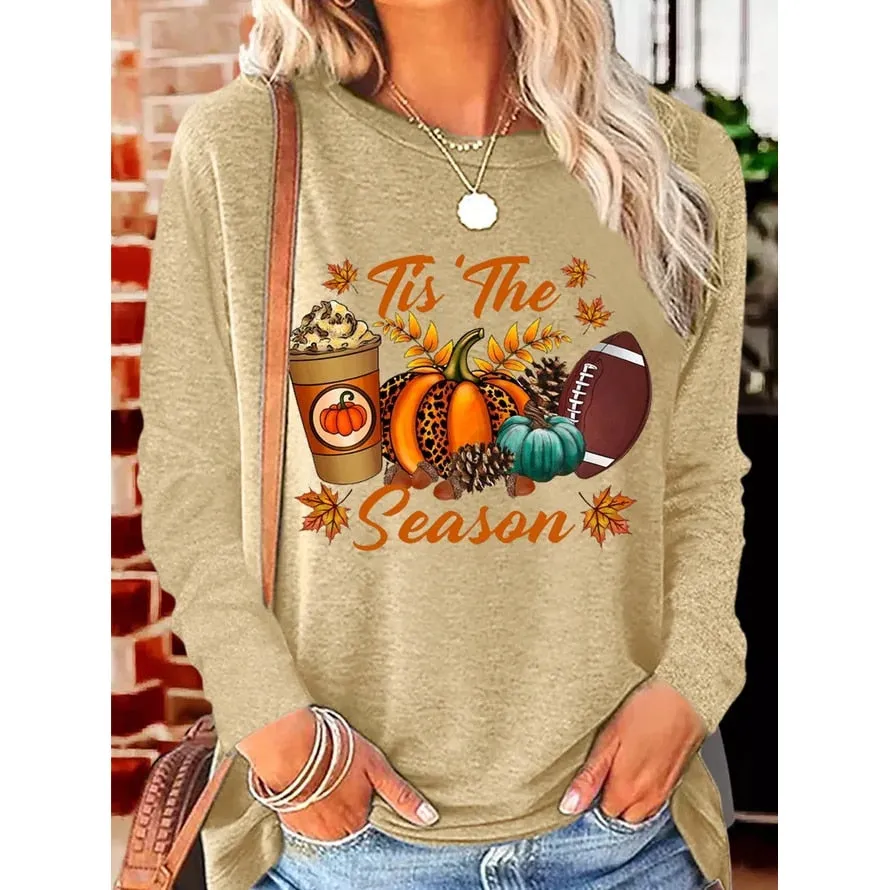 Pumpkin Spice 'Tis The Season' Cozy Fall Long Sleeve Tee for Women