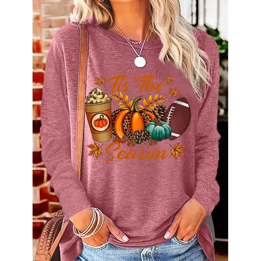 Pumpkin Spice 'Tis The Season' Cozy Fall Long Sleeve Tee for Women