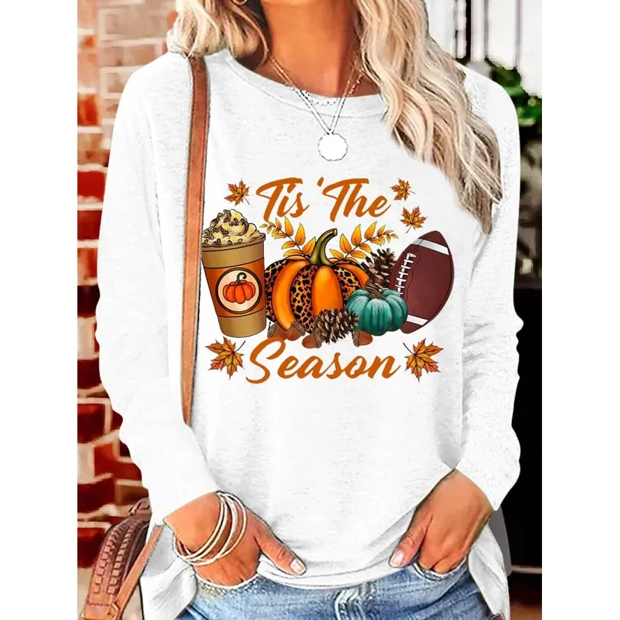 Pumpkin Spice 'Tis The Season' Cozy Fall Long Sleeve Tee for Women