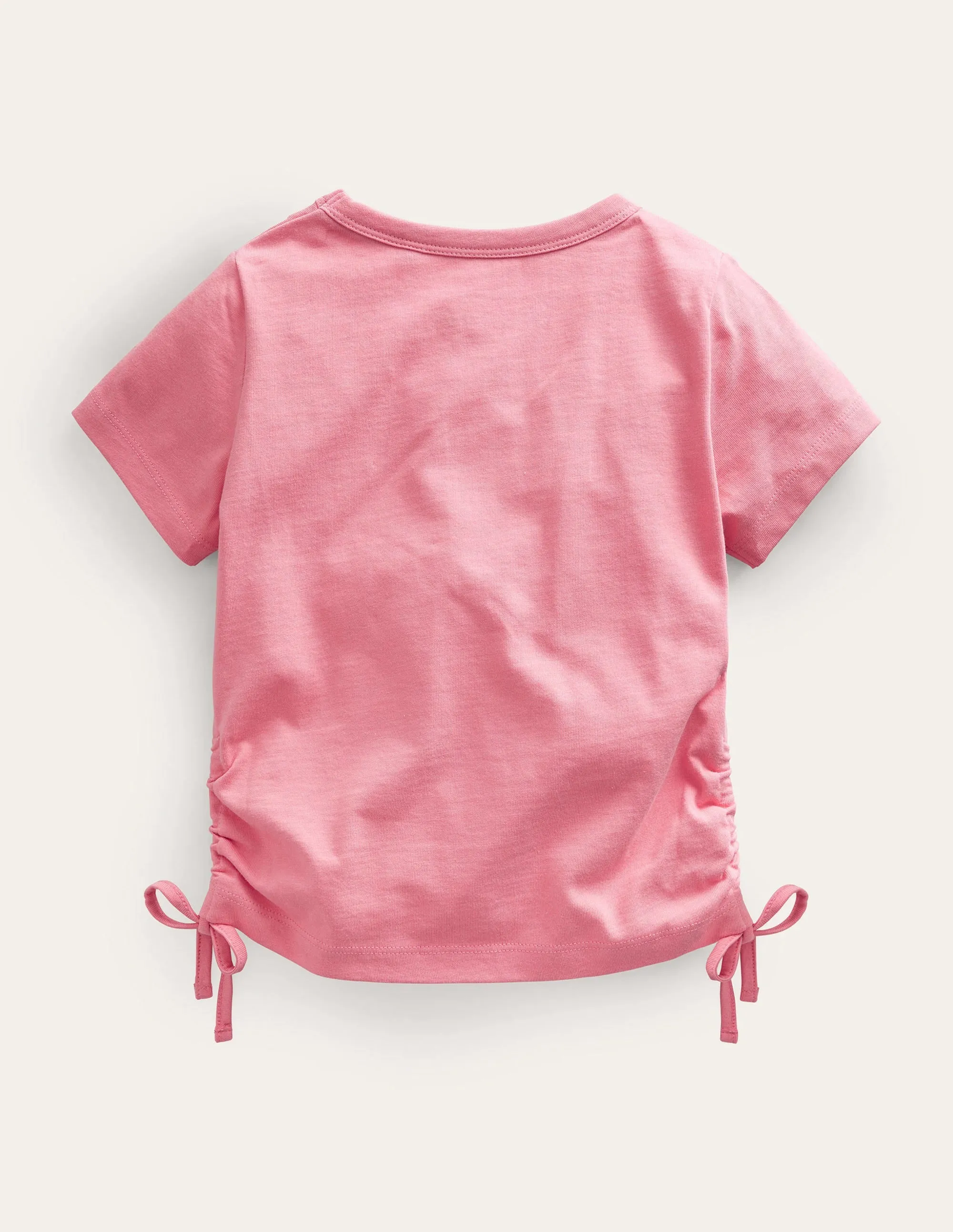 Ruched Side Tee-Peach Punch Pink