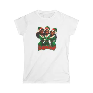 Santa Squad, Elf Models Women's Softstyle Tee, Santa's Helpers Graphic T-Shirt, Christmas Shirt, Holiday Top, Festive Apparel