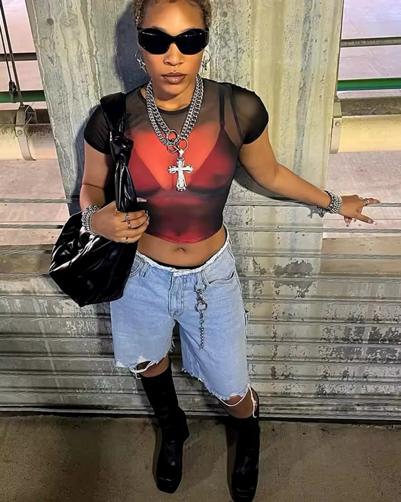 We out side Mesh Bikini Crop Top